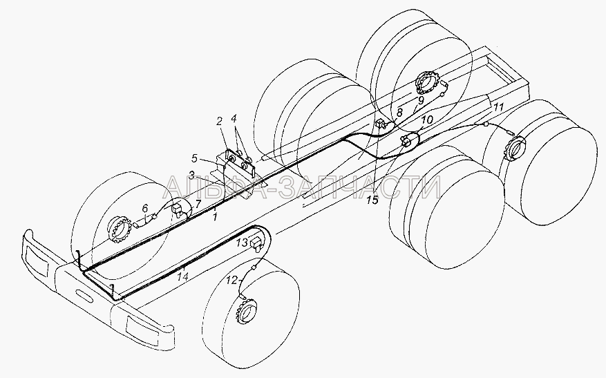 Электрооборудование АБС тормозов и пневмоподвески по шасси МАЗ-64226  